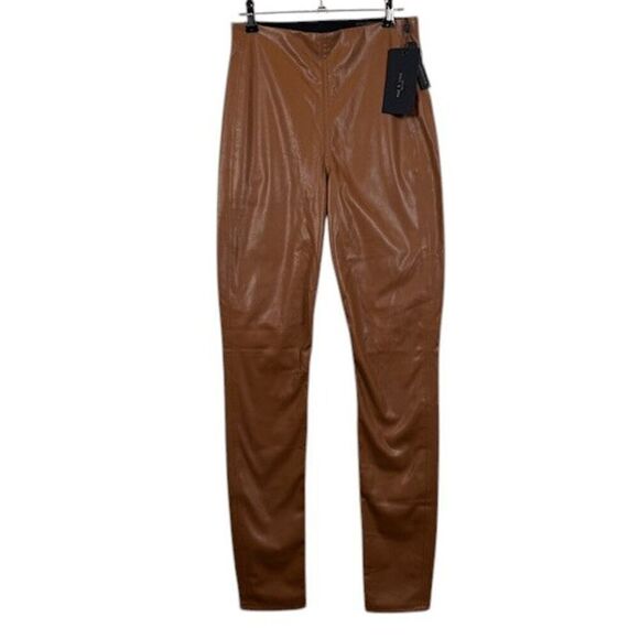 NWT Rag & Bone Nina Faux Leather Pull on Skinny Pants in Cognac Brown Size Small - Picture 3 of 14